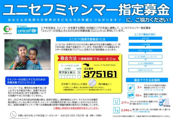 2024年度ユニセフミャンマー指定募金案内チラシのサムネイル